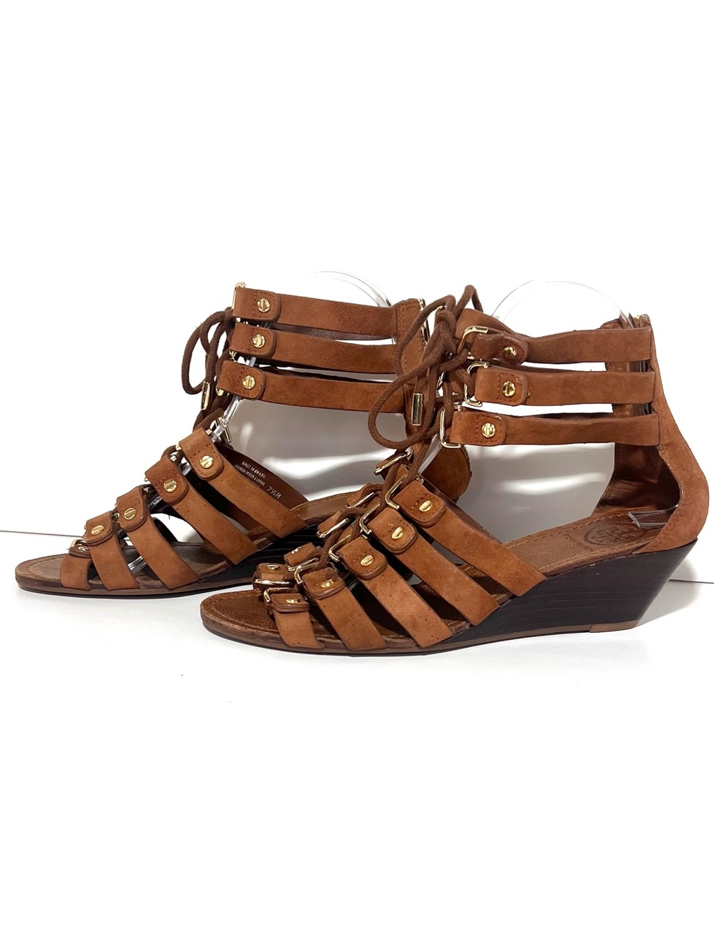 🔥 Tory Burch Raya Lace-Up Wedge Gladiator Sandals – Size 7 1/2